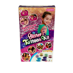 Kreatywny zestaw XL do zmywalnych tatuaży brokatowych dla dzieci Glitter Tattoos Kits z szablonami i kolorowym brokatem od 4 lat