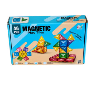 Klocki magnetyczne duże kwadraty (7,5x7,5cm), silne magnesy, kompatybilne z popularnymi markami np. Connetix. Zestaw 46 elementów