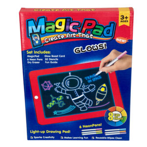 Magiczny Tablet LED Magic Pad świecący znikopis neonowy podświetlany 8 kolorów z zadaniami