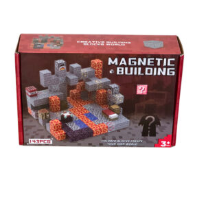 Klocki magnetyczne sześciany pikselowe w stylu Minecraft 143 elementy + 4 figurki