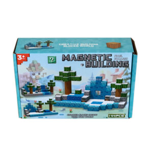 Klocki magnetyczne sześciany pikselowe w stylu Minecraft 144 elementy + 4 figurki
