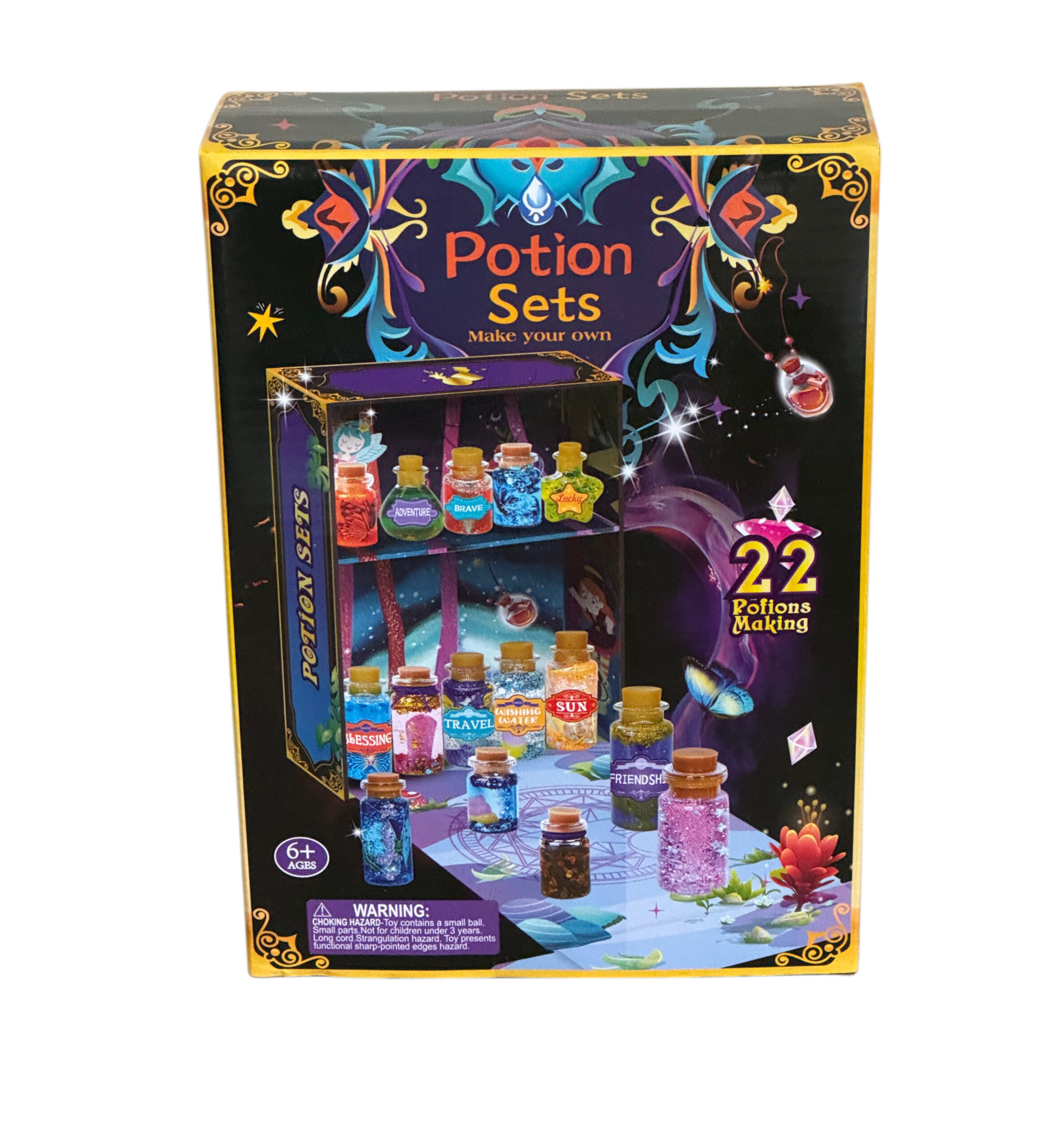 Kreatywny zestaw Magiczne Eliksiry Potion Sets DIY ze świecącymi w ciemności miksturami proszkiem brokatem i szafką dla dzieci od 6 lat
