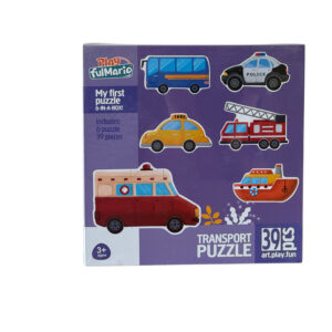 Zestaw edukacyjny Moje Pierwsze Puzzle Transport 6w1 z kolorowymi pojazdami autobusem radiowozem i wozem strażackim dla dzieci od 3 lat