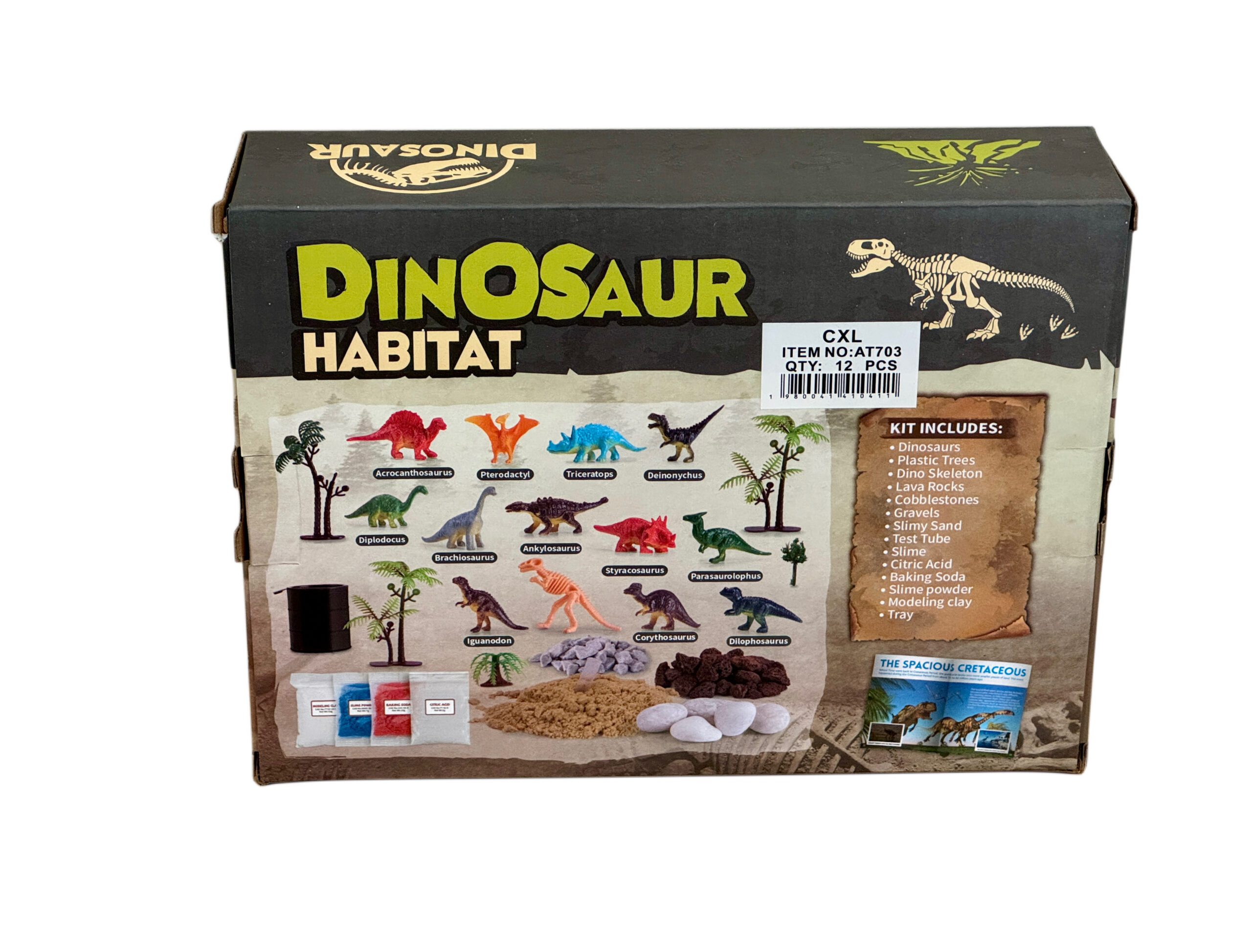 Zestaw edukacyjny dla dzieci z 12 figurkami dinozaurów i modelem wybuchającego wulkanu Run Ju Toys