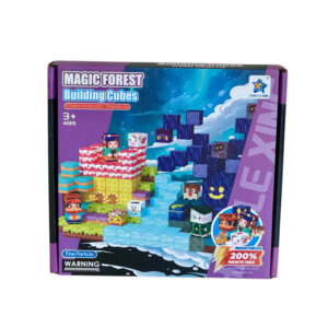 Klocki magnetyczne sześciany pikselowe w stylu Minecraft wersja Magiczny las 100 elementów + woreczek do przechowywania.