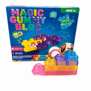 Magic Gummy Bloc – Gumowe Klocki Sensoryczne z brokatem (40 elementów)