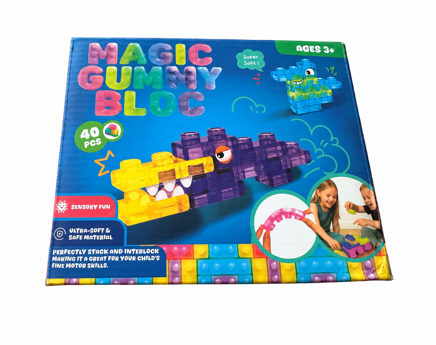Magic Gummy Bloc – Gumowe Klocki Sensoryczne z brokatem (40 elementów) - obrazek 2