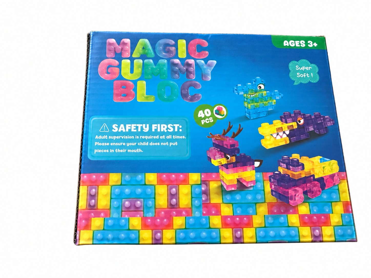 Magic Gummy Bloc – Gumowe Klocki Sensoryczne z brokatem (40 elementów) - obrazek 3