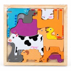 Drewniane Puzzle Edukacyjne – Zwierzątka na Farmie