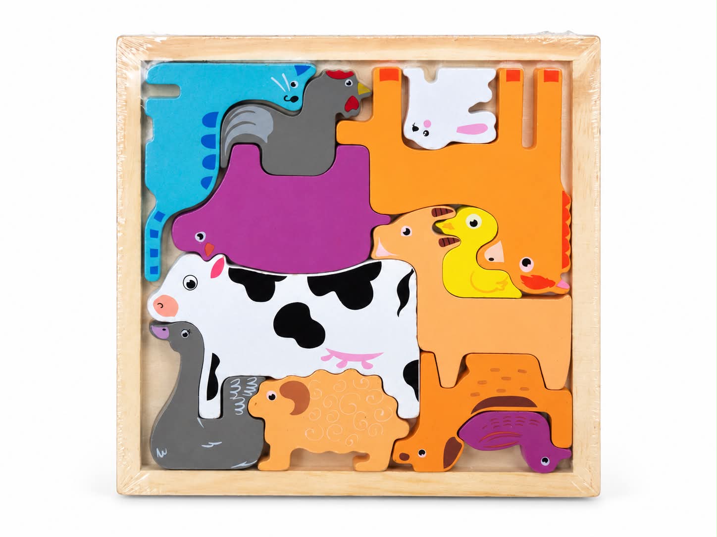 Drewniane Puzzle Edukacyjne – Zwierzątka na Farmie