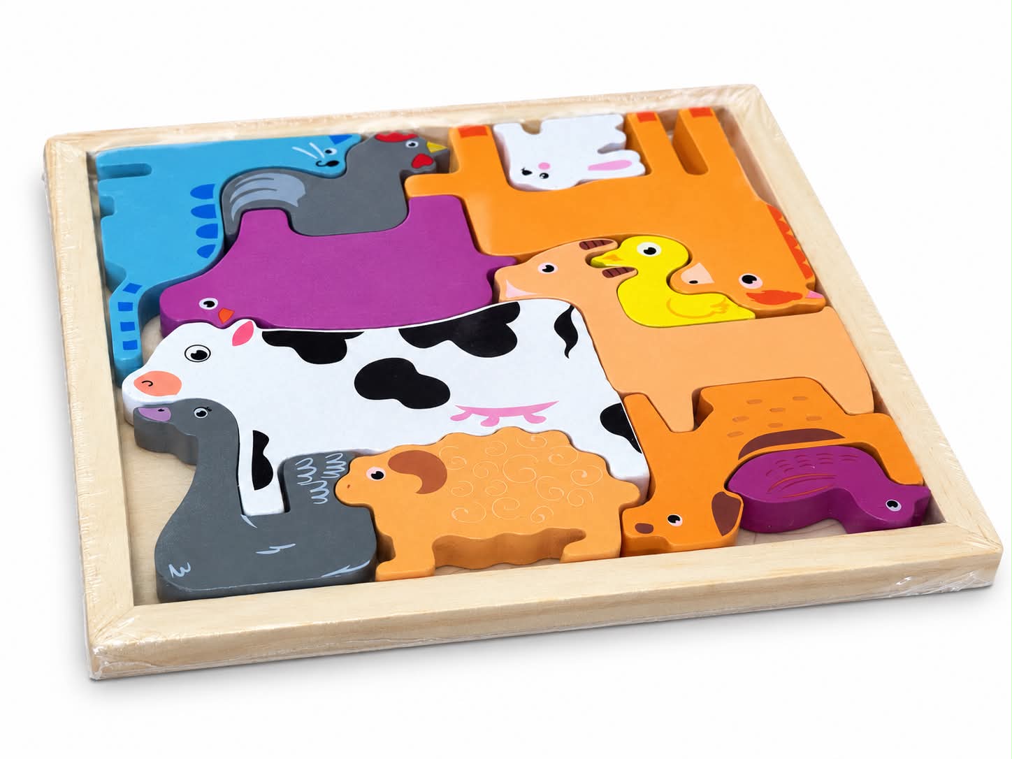 Drewniane Puzzle Edukacyjne – Zwierzątka na Farmie - obrazek 2